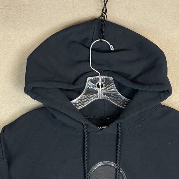 Karl Lagerfeld Sweatshirt Mens Large Black Big Karl Caracter Pullover Hoodie - Picture 3 of 12
